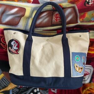 Florida State University Hand Crafted Canvas Tote Bag with Patches